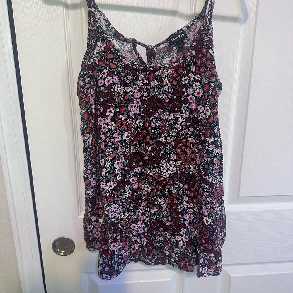 Torrid Women's Floral Camisole - Black and Pink